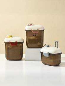 1pc Planet Themed Milk Powder Container/Cereal Storage Box/Kitchen Storage Box/Fruit Snack Spice Storage Box, Baby Supplies, Layered Milk Powder Storage Box With Scoop, Double Sealing Ring + Reinforced Clasp, Lid With Time Scale (Available In 1000ml And 400ml Sizes) - Brownish-brown Base - View 6