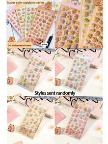 Cute Capybara Stickers, Beautiful Japanese-Style Transparent Creative Planner Stickers, Diamond Gemstone Crystal Handmade Decorative Stickers, Christmas/Thanksgiving Holiday Birthday Gifts - Multicolor - View 4