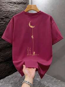 GRDR Kaos Pria Lengan Pendek Longgar Bermotif Modis | Desain Istimewa | Pakaian Wajib Musim Panas | Mudah Dipadukan, Menampilkan Gaya Anda - Burgundy - View 7