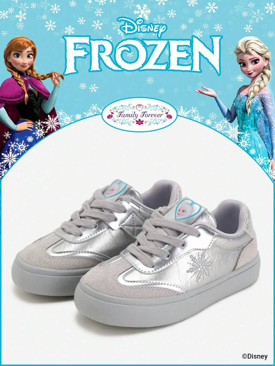 Disney Sản phẩm được ủy quyền hợp tác với | Một đôi giày thể thao trẻ em, bao gồm giày thể thao Công chúa, giày thể thao Công chúa Anna và giày thể thao Công chúa Arendelle, phù hợp cho các hoạt động thể thao hàng ngày trong kỳ nghỉ và ngoài trời. Thoải mái, chống trơn trượt, chống mài mòn và thoáng khí cho lòng bàn chân (giày thể thao trẻ em, giày trẻ em, giày bé gái) - Bạc - Xem 1