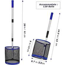 Table Tennis Ping Pong Balls Collector - Ping Pong Ball Picker Upper Retriever with Adjustable Length Table Tennis Net Bag Handle for Storage Hold up About 120 Table Tennis Balls - 2 piezas de selector circular - Ver 4