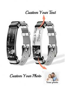 Personalized Name Bracelet Stainless Steel Adjustable Minimalist Daily Wear-Personalized Name & Date Bracelet Birthday/Mother's Day Thoughtful Present-Adjustable Custom Name Bracelet Stainless Steel Non-Allergic Daily Wear-Laser Engraved Name Bracelet Waterproof Anti-Tarnish Long-Lasting Gift - Multicolor - View 1