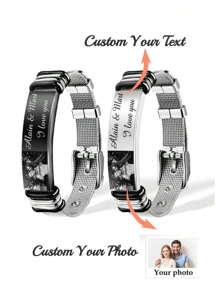 Personalized Name Bracelet Stainless Steel Adjustable Minimalist Daily Wear-Personalized Name & Date Bracelet Birthday/Mother's Day Thoughtful Present-Adjustable Custom Name Bracelet Stainless Steel Non-Allergic Daily Wear-Laser Engraved Name Bracelet Waterproof Anti-Tarnish Long-Lasting Gift - Multicolor - View 1