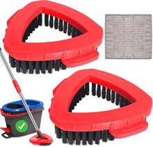 Scrub Brush For O Cedar RinseClean 2 Tank System, Ocedar Scrubber Mop Head, Spin Mop Scrub Brush Head Replacement, 1 Cleaning Clothes &Amp; 2 Pcs Hard Bristle Floor Scrub Brush For Bathroom, Kitchen, Tub - White - 查看 1