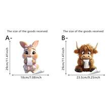 1张趣味高地牛马桶贴纸，可爱动物手持卫生纸卷图案，可移除防水乙烯基贴纸，适用于浴室、马桶盖、水箱和墙面装饰 - 彩色 - 查看 2