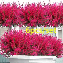 1/6/12 Peças Lavanda Artificial Flores Falsas, Plantas Artificiais de Arbusto Resistentes a UV de Plástico, Decoração de Arbusto Falso, Adequado para Jardim Externo, Varanda de Casa, Decoração Interna de Casa - Pink - Visão 9