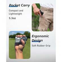 Golf Range Finder with Slope and Triangulation 1300Yard Rangefinder 5.3oz Compact Lightweight 0.2s Flag Lock Vibration Magnetic Mount USB-C Rechargeable 6X Magnification Waterproof IPX54 - Negro y gris - Ver 3