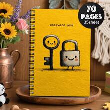 1本带锁密码本 - 螺旋装订密码管理手册，适用于家庭、办公室和旅行，可作为登录名/密码/电话/地址簿使用，带锁封面设计，个人笔记本 - A5 - 查看 1