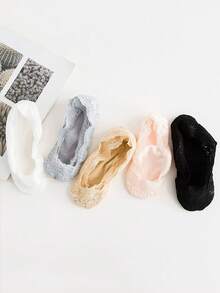 1/5/10双装女士夏季透气清爽网眼钩扣花朵硅胶防滑不易脱落船袜 - 彩色 - 查看 8