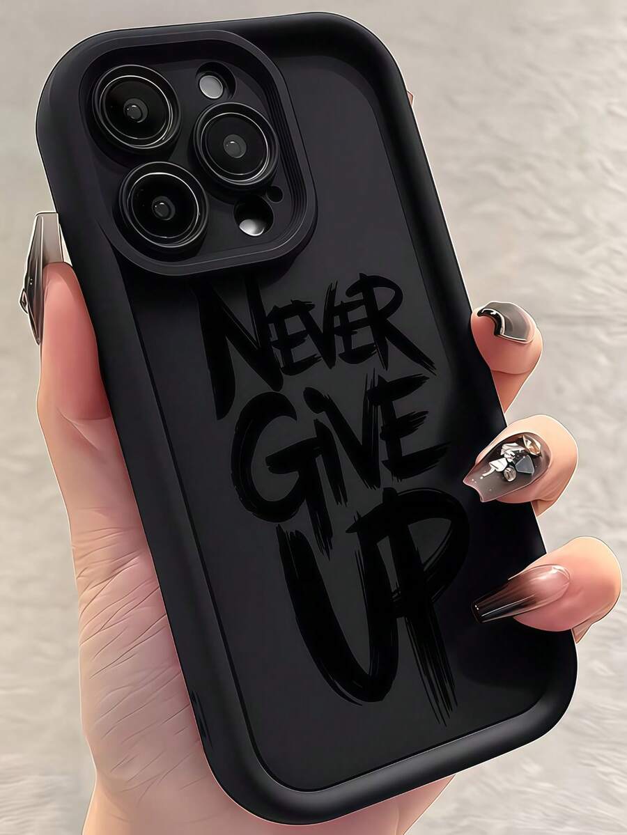 1pc Dopamine Inspirational Slogan Staircase Design Phone Case Compatible With Apple 16/17 Pro Max, Full-Body Shockproof Protective Cover, Minimalist Design, Cute Cartoon Style, Perfect Protection For Your Phone, Compatible With Honor X7/Galaxy A56 5G/ Smart 8/ Hot 40/Transsion Spark 30C/Spark Go 2024/ Note 14 5G/ Moto E22/E22i/ A54,International Version, Not The Domestic Version - Black - View 1