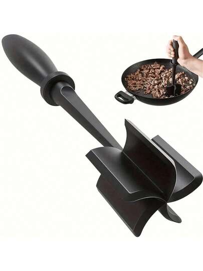 1pc Heat Resistant Rubber Meat Cutter - Manual Hamburger Slicer, Hamburger Patty, Turkey Patty And Other Ground Beef Cutter, Meat Grinder - Non-Electric Kitchen Utensils And Tools, 1pc Heavy Duty Nylon Meat And Potato Grinder, Non-Stick Rubber Material, Heat Resistant Up To 402°F (204°C) - Ideal For Cutting Meat, Grinding, Making Ground Beef