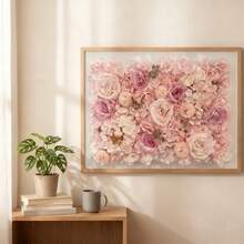 Bộ tranh trang trí tường hoa hồng nhân tạo màu hồng/trắng - Với hoa hồng giả bằng lụa, thích hợp cho đám cưới, sinh nhật, trang trí nhà cửa và làm phông nền chụp ảnh. - nhiều màu - Xem 6