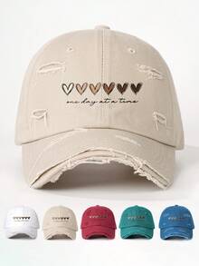 1 pieza Gorra de béisbol con lavado, estampado de corazón degradado y letra en inglés, para uso al aire libre. Ajustable, con protección solar, estilo casual, adecuada para primavera, otoño, viajes, vacaciones en la playa, para hombres y mujeres, estilo Y2K, Día de San Valentín - Gorra de béisbol - Ver 17