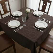 Jacquard Tablecloth For 4, 6, Or 8 People. - Rust Brown - View 4