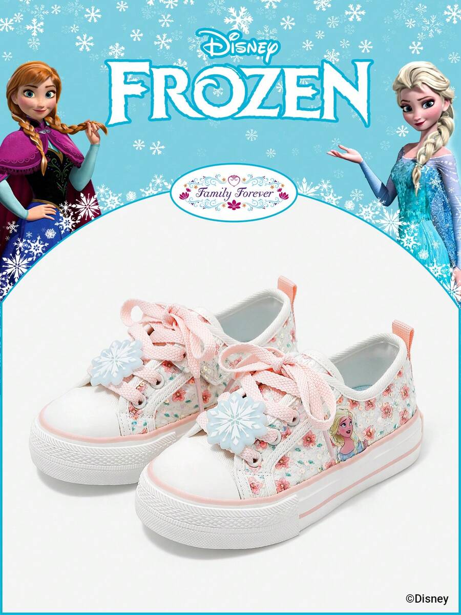 Disney 1 Pair Children's Sneakers, Including Princess, Anna Princess, And Arendelle Princess Sneakers, Suitable For Daily, Holiday Sports And Outdoor Wear. Comfortable, Non-Slip, Durable And Breathable Soles - Pink - View 1