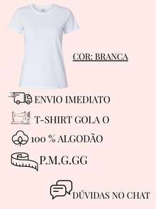 Blusa T-shirt Feminina Camiseta Básica Dia a Dia Uniforme 100% Algodão Confortável - Branco - Visão 2