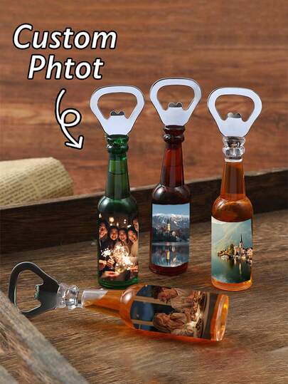 Personalized Bottle Opener Fridge Magnets, Custom Personalized Fridge Magnets In The Shape Of Wine Bottles, Custom Photo Fridge Magnets, Very Suitable As Wedding Souvenirs, Promotional Items. Lightweight, Can Be Used Without Power Supply, Mold-Resistant.