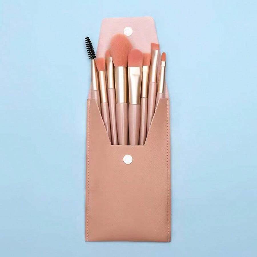 1pc Portable Makeup Brush Bag, PU Strap Envelope Organizer Pouch, Cosmetic Bag, Makeup Tool Holder - Multicolor - View 1