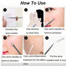 4-Piece Professional Blackhead Removal Set - Acne Removal Tools For Whitehead Acne Removal - Deep Cleansing And Skin Cleansing Tools For Acne Removal - Beauty Tools - Silver - View 3