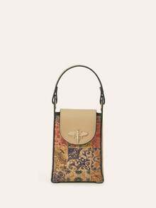 Porte-monnaie vertical décoratif à motifs bohèmes multicolores et éléments de miel, nouveau style de mode - Rouille - Voir 2