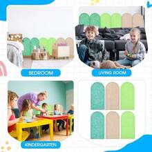 Jetec - Juego de 6 almohadillas para orejas de pared de fieltro para niños, anticolisiones, 3D, 15.75 x 7.87 x 0.35 pulgadas, panel de pared autoadhesivo para cabecero tapizado para autismo y sala de - Verde - Ver 5