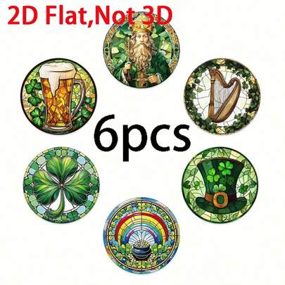 6/60 pezzi (con/senza supporto) Sottobicchieri in legno a forma di quadrifoglio per il Giorno di San Patrizio, adatti per cortile, cucina, soggiorno, decorazione da tavolo per raduni familiari, regalo per amici e famiglia, adatti per San Valentino, matrimonio, compleanno, festa, accessori per la decorazione della casa