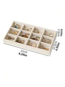 9pcs/Set - 1pc Jewelry Tray, Jewelry Box, Jewelry Storage Box, Stackable Storage Tray, Drawer Storage Tray, Detachable Storage Box, Necklace, Earrings, Rings, Studs, Earrings Storage Box, Multi-Functional Jewelry Storage Box, Divided Storage Tray, Travel Essentials, Dorm Essentials, Wedding Bridesmaid Gift, Mom Gift, Birthday Gift, Gift For Friends And Teachers - Beige - View 25