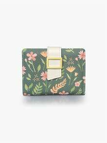 Flower Printing Women Slim Wallet Bifold Card Holders Coin Purse With Zipper Pocket PU Leather Large Capacity - Multicolor - View 15