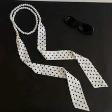 French Retro Pearl Scarf Necklace, Elegant Niche Collarbone Chain, Women Hair Tie, Bag Ribbon - Multicolor - View 4