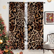 2片豹纹窗帘，适合客厅和卧室的现代风格窗帘 - 彩色 - 查看 8