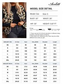 Acelitt 豹纹撞色仿毛皮背心单排扣抓绒外套女士冬季休闲黑色外套 - 黑色 - 查看 5