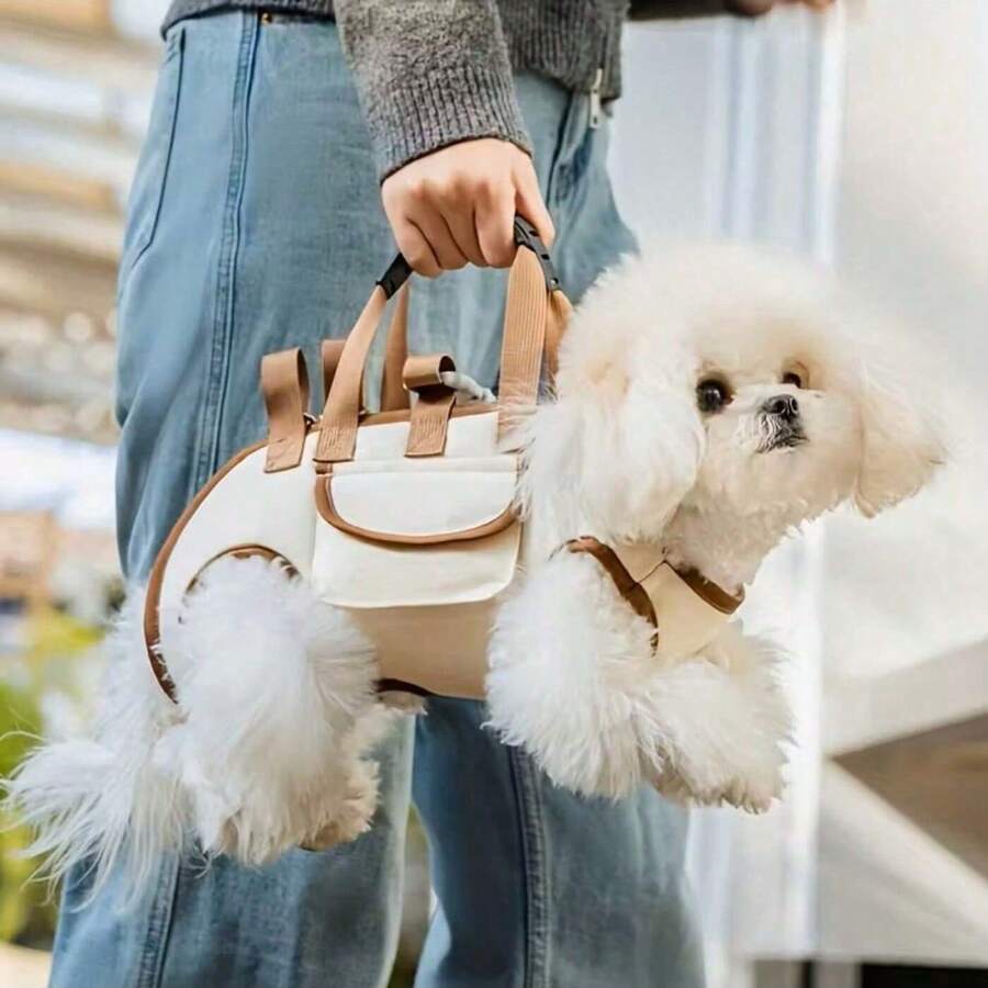 1pc Portable Pet Backpack - Polyester Material For Outdoor Hiking, Comfortable Shoulder Straps & Safety Buckle Design - Cat Carrier, Dog Carrier, Breathable Outdoor Pet Leash Backpack, Hand-Held & Crossbody For Travel