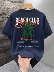 GRDR Men's Fashionable Printed Loose Short Sleeve T-Shirt | Exquisite Design | Summer Essential | Easy To Match | Showcase Your Style - Navy Blue - View 3