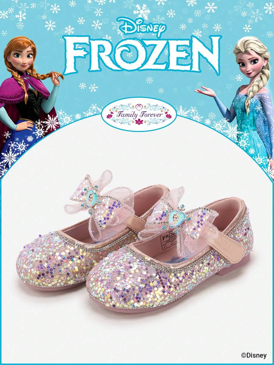 Disney 1 Pair Licensed Princess Shoes, Suitable For Daily And Holiday Outdoor Wear, Comfortable, Non-Slip, Breathable (Children Flat Shoes, Girls Shoes, Princess Shoes, Queen Shoes) - Pink - View 1
