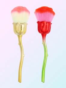 1/2支装专业玫瑰形指甲除尘刷，超柔软尼龙蓬松刷毛指甲清洁工具，多功能玫瑰指甲刷，指甲配件工具除尘刷 - 彩色 - 查看 10