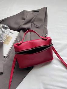 Bolso de hombro de unicolor para mujer, bolsa de cosméticos de moda - Rojo - Ver 4