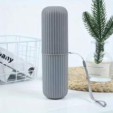 1pc Vertical Striped Portable Toothbrush Holder, Includes Rinse Cup, Toothbrush Rack, Toothpaste Rack, Suitable For Outdoor Camping Travel, Compact And Lightweight Design - Multicolor - View 14