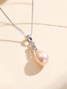 AETOLIA 1件S925镀银极简主义7-9毫米养殖珍珠吊坠项链，适合女性约会/婚礼佩戴 - 銀色 - 查看 9