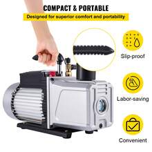 Vacuum Pump 12CFM 1 Horsepower Single Stage Air Conditioning Vacuum Pump 110V 5PA Ultimate Vacuum Refrigerant HVAC Air Tool Rotary Vane Vacuum Pump For Automobile Vacuum Evacuation - Black - View 6