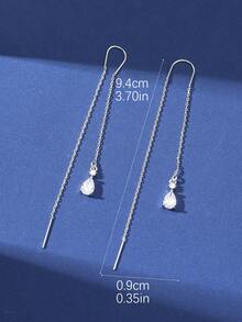 1 Pair Minimalist Elegant Teardrop Shaped Sparkling Cubic Zirconia Earrings, Suitable For Daily Wear, Evening Party, Birthday, Graduation Ceremony, Gift - Multicolor - View 4