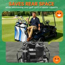 Foldable Golf Cart Rear Seat Bag Holder Fits 4 Seater Golf Cart Bag Holder Compatible with EZGO/Club Car/ Works for Rear Armrests Up to 8" and 24.5" Wide Equipped with Stainless Steel Buckles - Negro - Ver 4