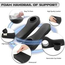 Golf Cart Armrest with Cup Holder for EZGO TXT Club Car DS Precedent and  Rear Seat Kit Upgrade Support Frame/No Need Drilling Arm Rest - Diamante negro - Ver 4