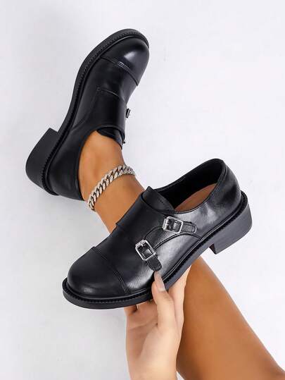 Women's Black Loafers, Business Office Shoes, Slip-On Casual Shoes, Lightweight Work Shoes