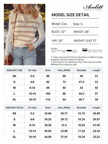 Acelitt Chaleco de punto sin mangas casual con cuello a contraste y media cremallera, primavera/otoño - Multicolor - Ver 4