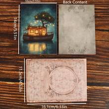 JAIIMAN 16 tarjetas, 4 sobres, 36 pegatinas Juego de cartón doble cara con barco lunar para decoración DIY, para entusiastas de la artesanía de decoración de pared, suministros de scrapbooking, tarjetas de felicitación, manualidades, tarjetas de recuerdo - Azul oscuro - Ver 7