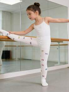 Colorful Dance Tights, Colorful Butterfly & Star Printed Stirrup Tights For Kids, Soft & Comfortable, Colorful Printed Tights - Multicolor - View 6