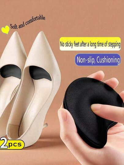 2pcs Invisible, Non-Slip, Forefoot Pads, Specially For High Heels, Cushion Pads, Sponge Forefoot Stickers, Soft, Absorbent And Anti-Slip Insole Pads