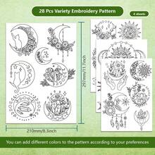 Sun Moon Patterns Pre-Printed Embroidery Stabilizer Stickers Self-Adhesive Water-Soluble Non-Woven For Hand Embroidery - 2ST-b - View 3