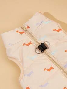 Autumn/Winter Pet Dog Pattern Zipper Jacket Vest Padded Coat - Beige - View 4