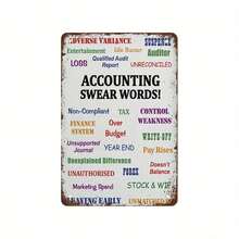 Accounting Swear Words Accountant Wall Art Accountant Gift Poster Print Office Decor Funny Vintage Tin Sign Vintage Metal Sign Garage Man Cave Shop Bar Decor - 1PC - 查看 1